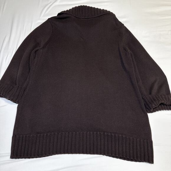 Lauren Ralph Lauren Heavy Knit Jacket Brown Cardigan Metal Logo Buttons Sz 2X ? - Picture 13 of 15